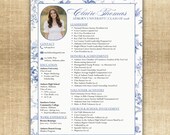Sorority Recruitment Resume Template | Blue Chinoiserie Canva (Digital Download)