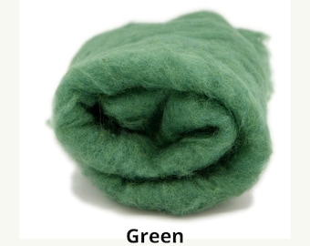 Green Needle Felting Wool | New Zealand Carded Batt 10g - 50g