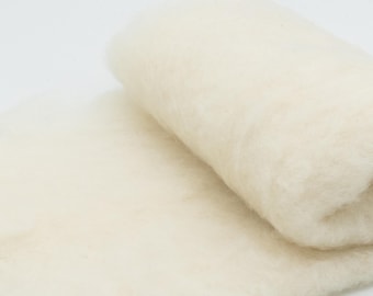 White Wool Batting – Needle Felting Carded Wool 10g / 20g / 50g