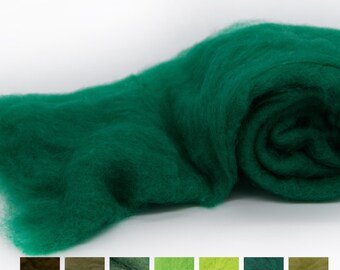 Ouate de laine verte pour le feutrage à l'aiguille — 40 g / 1,41 oz Couleurs unies de Nouvelle-Zélande