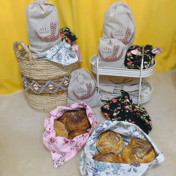 100% cotton Japanese origami bento bags perfect for sourdough bread and Linen drawstring bags