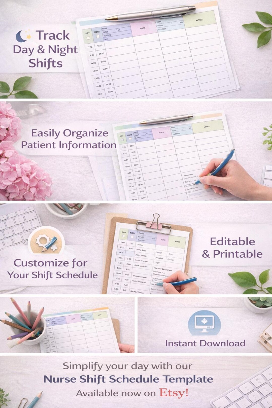 Nursing Tracker Day Night Allergies Diet Age Notes Patient Care Organizer (digital Download) - Etsy