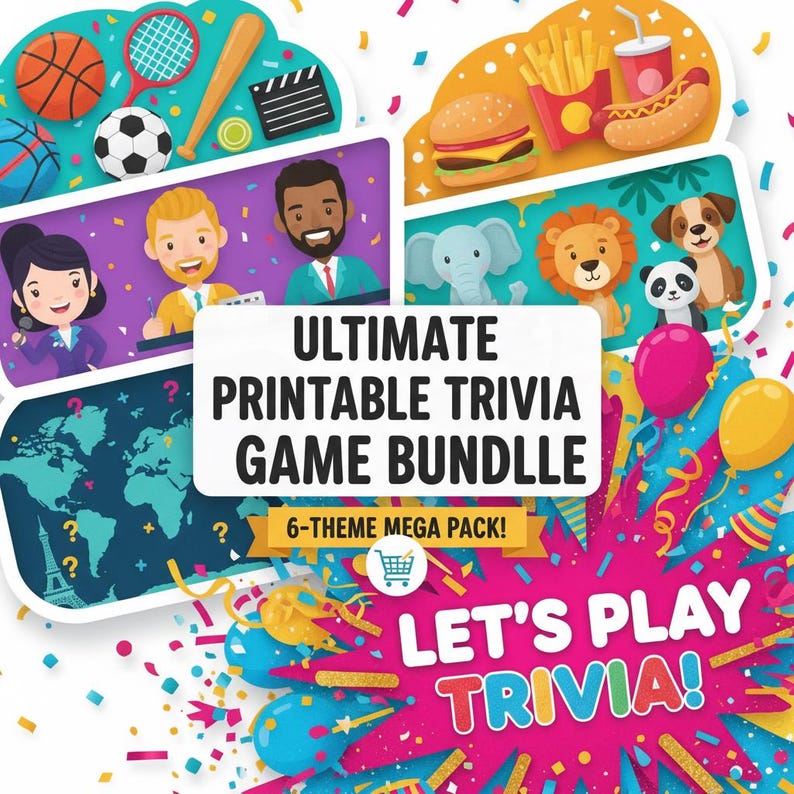 Family Game Night and Holiday Party Printable Trivia Game Bundle ...