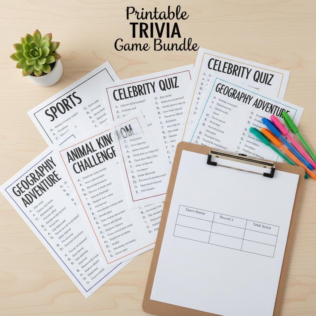 Family Game Night and Holiday Party Printable Trivia Game Bundle ...