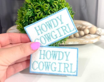 Howdy Cowgirl Embroidered Iron-On Or Sew On Patch | Western Theme Iron On Patch | Trucker Hat Patch | Iron On Patches | Hat Bar Patch