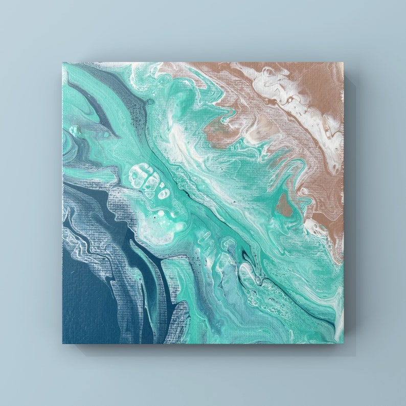 Original Acrylic Pour Painting Abstract Canvas Modern Painting Wall Decor Wall Art Decor 8x11 4x4 Modern Art Gift Idea Living room Bedroom 4x4 inches