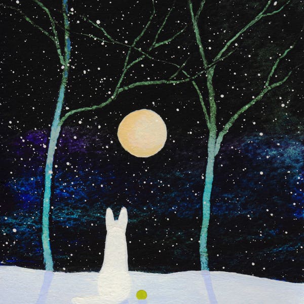 White German Shepherd Dog Winter Snow LARGE Art Print Todd Young painting SILENT NIGHT