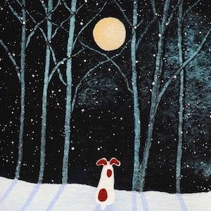 Jack Russell Terrier dog folk art PRINT of Todd Young painting SILENT NIGHT