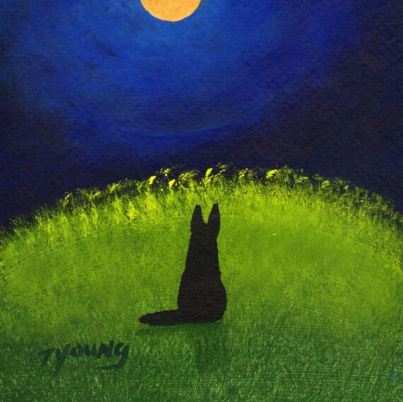 Black German Shepherd Dog Art Print Of Todd Young Painting Etsy