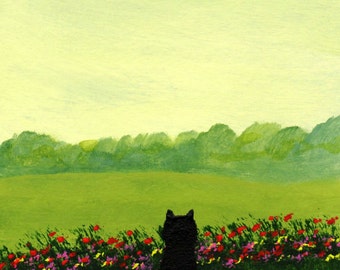 Schipperke SUMMER FLOWERS Reproduction Art PRINT by Todd Young