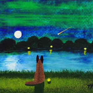 Belgian Malinois Dog Folk art print by Todd Young LAKE LIGHTS