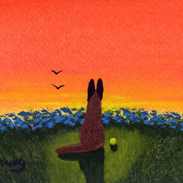 Belgian Malinois Dog Folk art print by Todd Young DAWN