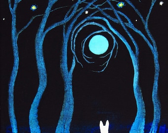 White German Shepherd Dog Large Art Print Todd Young painting SPRING STARRY NIGHT