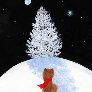 Pomeranian Dog Folk Art PRINT Todd Young painting Winter Star