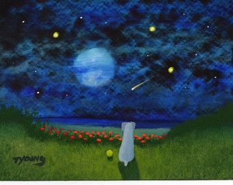 Weimaraner Dog Modern Folk Art PRINT of Todd Young painting Shooting Star