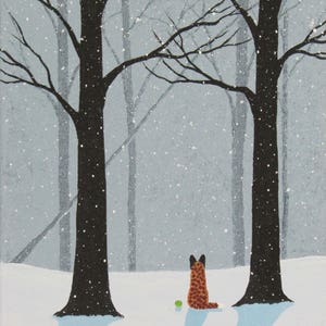 Red Australian Cattle Dog Art PRINT Todd Young painting FALLING SNOW