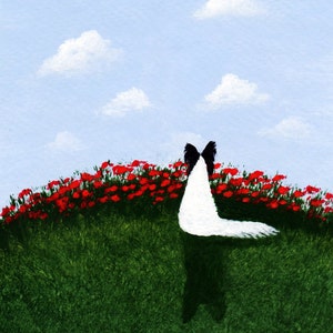 Black Papillon Dog art PRINT Todd Young painting SUMMER SKY
