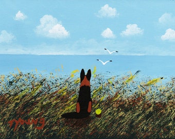German Shepherd Dog Folk Art Print by Todd Young Sea Oats