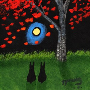 Doberman Dog Folk Art PRINT Todd Young painting Falling Leaves