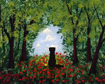 Black Lab Dog folk art print by Todd Young The Clearing