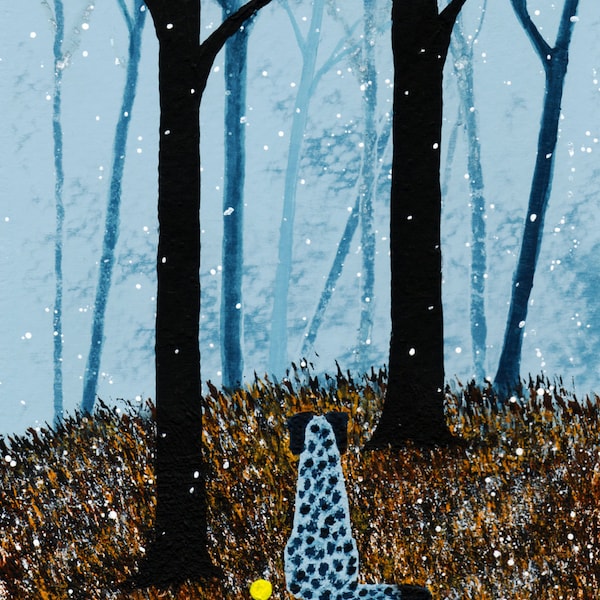 Catahoula Leopard Dog Folk Art Print Todd Young painting FIRST SNOW