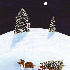 Sheltie&#39;s Tree Sheltie dog folk art print by Todd Young