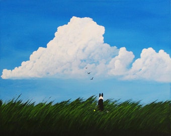 Border Collie Dog Art LARGE Print of Todd Young painting SUMMER BREEZE