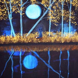 Australian Cattle Dog Large Folk Art PRINT Todd Young painting Autumn Moon II