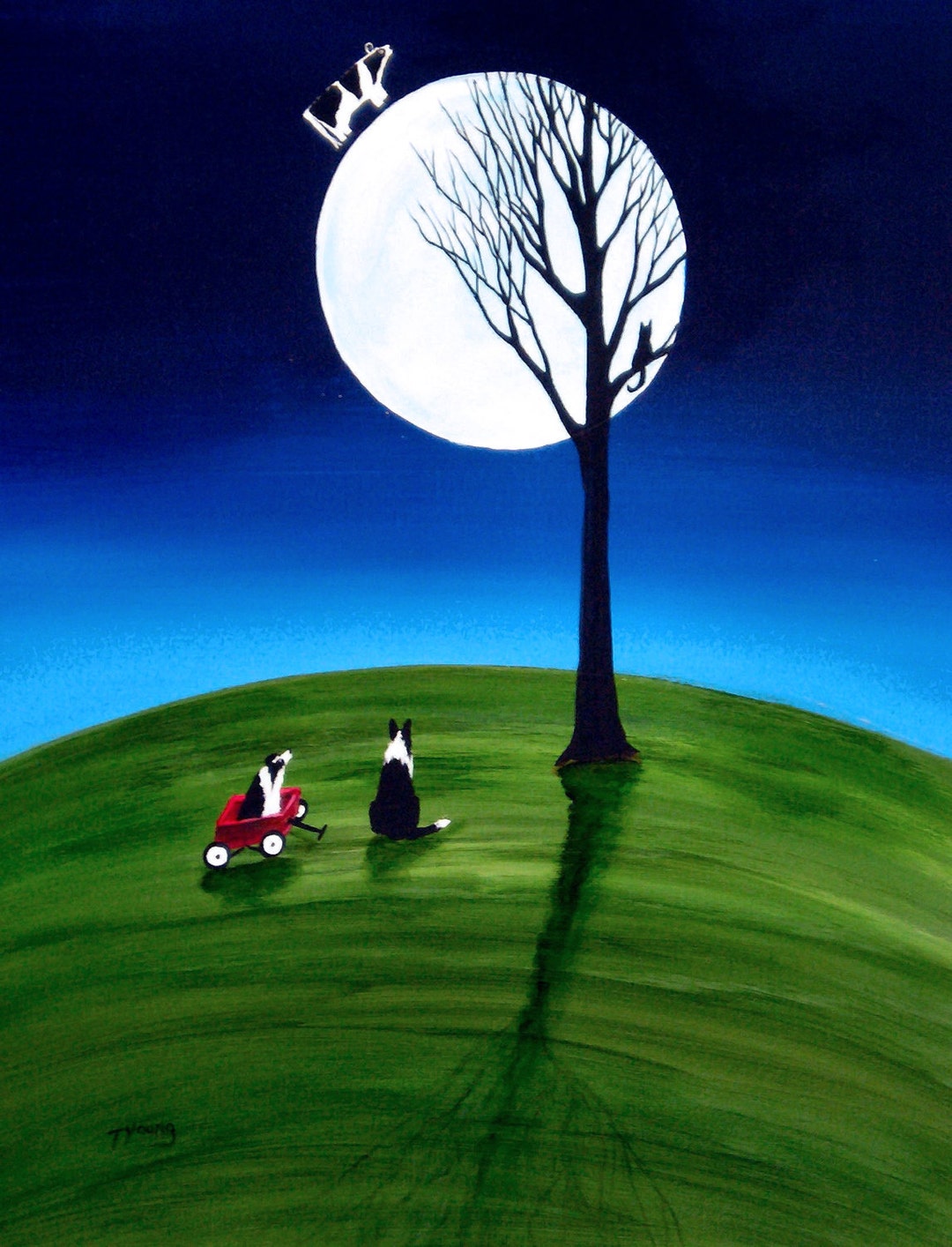 Border Collie Dog Folk Art PRINT by Todd Young BLUE MOON - Etsy