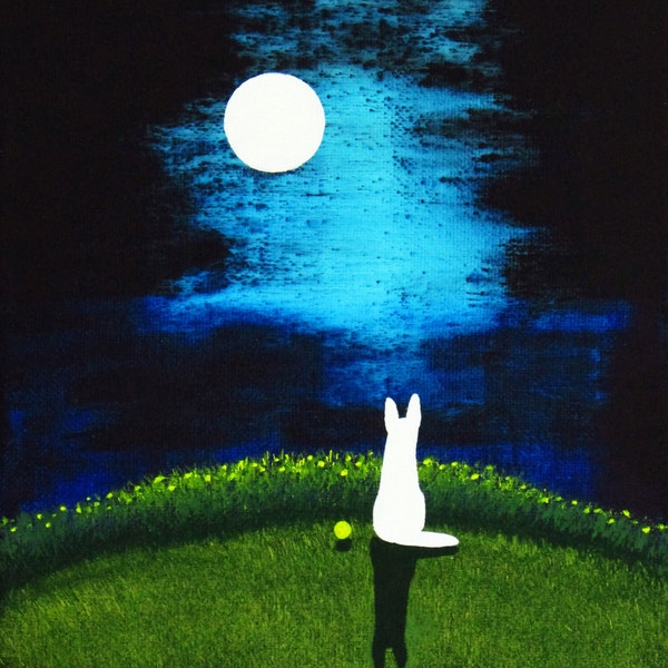 White German Shepherd Dog art PRINT of Todd Young painting MOONLIGHT