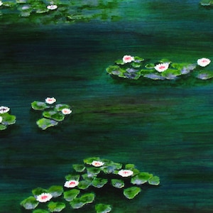 WATER LILIES Pond Lake Monet Large Folk art print of Todd Young painting
