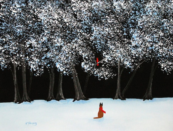 Download Belgian Malinois Dog Folk Art Print By Todd Young Winter Song Etsy