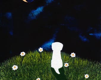 Maltese Dog Bichon Frise Folk art print by Todd Young DAISY HILL