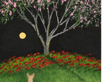 Chihuahua Dog Folk Art PRINT by Todd Young Under the Cherry Tree