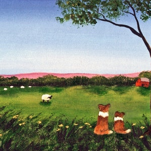 Sheltie Meadow Sheltie collie dog print by Todd Young