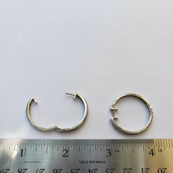 14k solid gold diamond hoops, vintage two tone diamon… Gem
