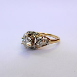Retro Jabel 14k solid gold solitaire diamond ring, vintage midcentury engagement diamond ring