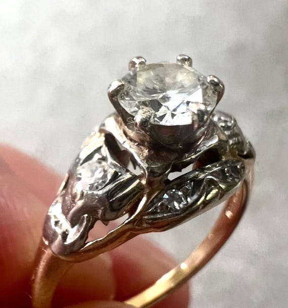 Retro Jabel 14k Gold Diamond Engagement Ring: Mid… - image 7