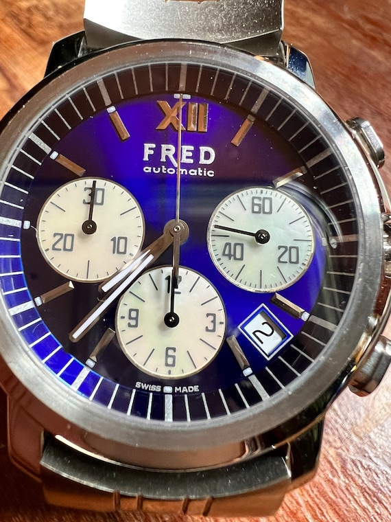 Mens Fred of Paris blue Chronograph watch, unisex 