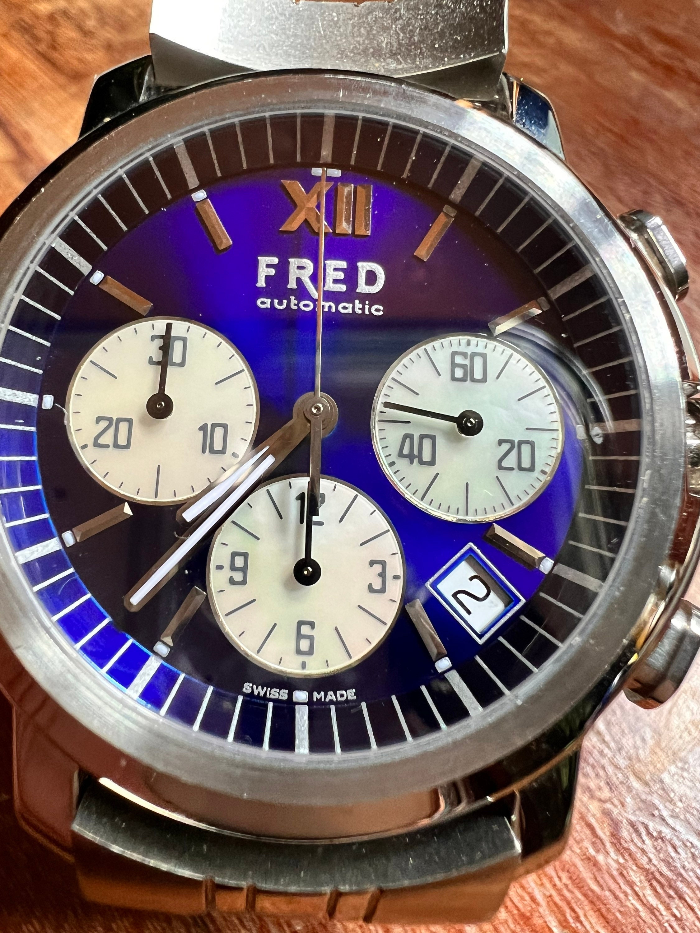 Mens Fred of Paris Blue Chronograph Watch, Unisex Stainless Steel