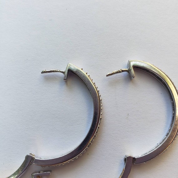 14k solid gold diamond hoops, vintage two tone diamon… Gem