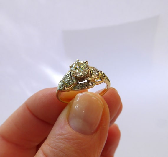 Retro Jabel 14k Gold Diamond Engagement Ring: Mid… - image 5