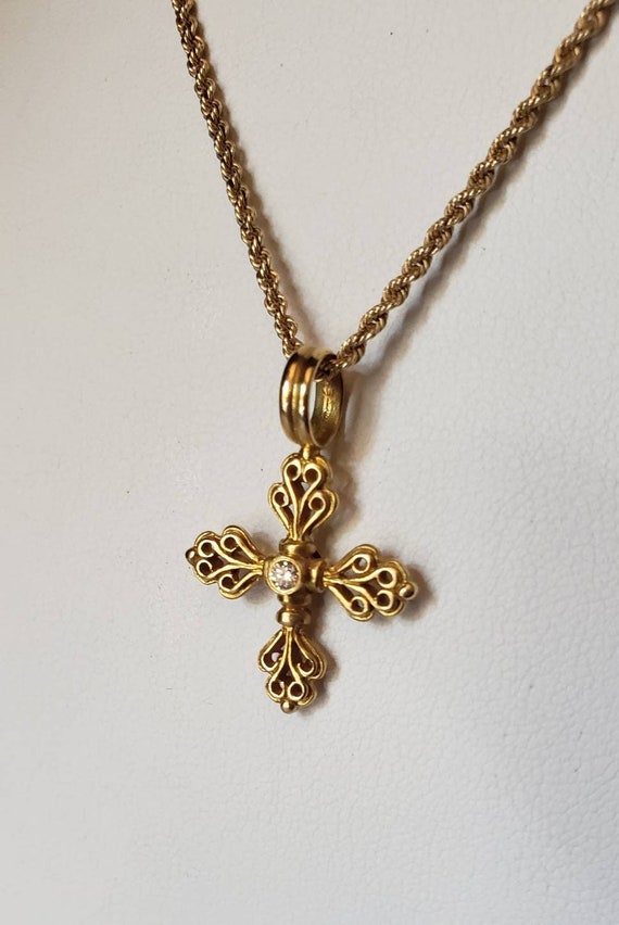 Authentic Konstantino 18k solid gold cross with di