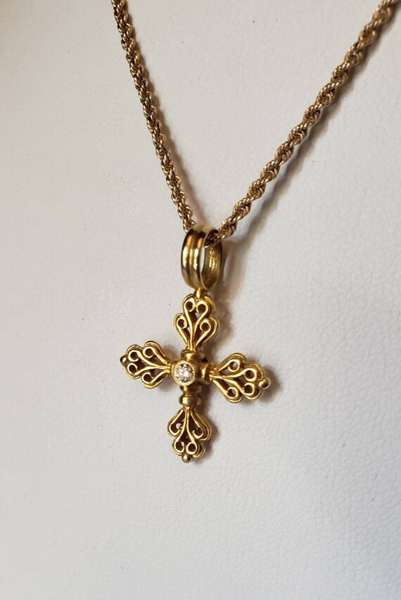 Authentic Konstantino 18k solid gold cross with di