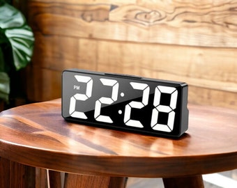 Mirror Clock Digital Clock Alarm LED Clock Bedside Clock Table Clock Home Decoration Home Gift 12 Clock 24 Clock Home Ornament Desk Decor