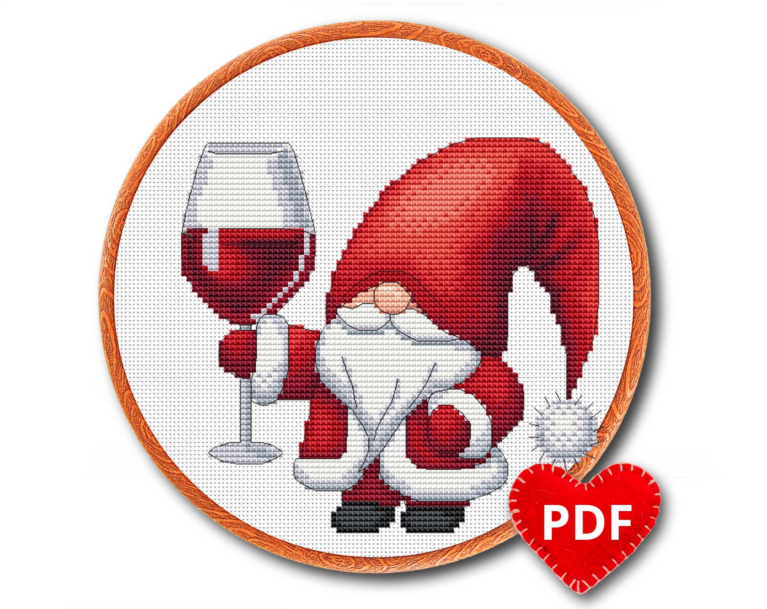 Gnome Cross Stitch Pattern, Easy for Beginner, Merry Christmas, Happy New Year, Counted Chart, Modern Design. 4StitchShop