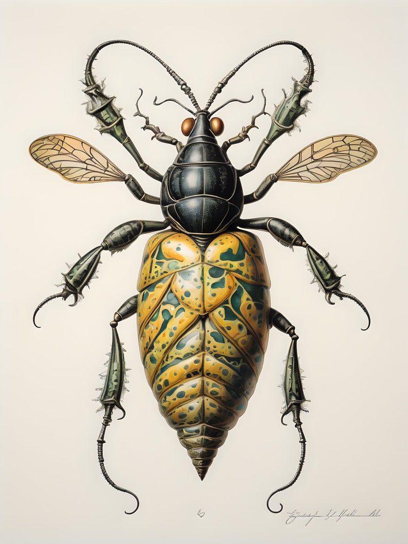 Haeckel Inspired Digital Artwork Surrealist Botanical Fantasy Cicada ...
