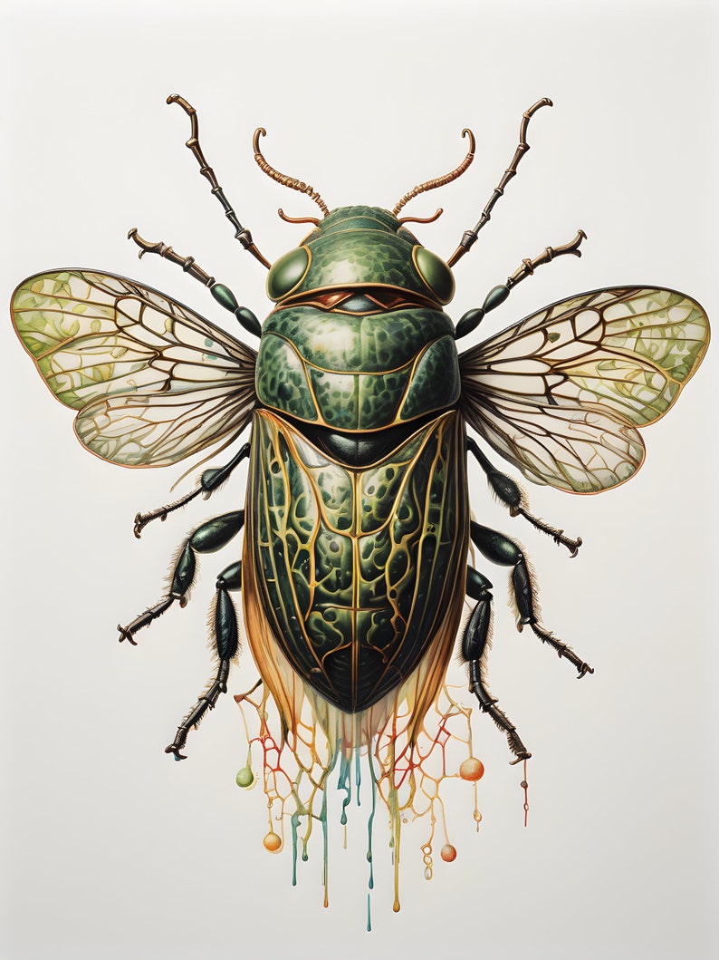 Haeckel Inspired Digital Artwork Surrealist Fantasy Cicada Fly Specimen ...