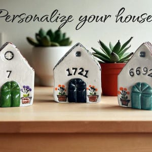 Custom Tiny House Ceramic Charm – Personalized Address Number & Roof Color