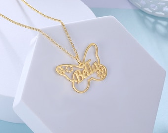 Collana farfalla personalizzata - Ciondolo con nome personalizzato - Regalo unico per lei
